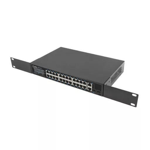 Lanberg RSFE-24P-2C-250 hálózati kapcsoló Beállítást nem igénylő (unmanaged) Gigabit Ethernet (10/100/1000) Ethernet-áramellátás (PoE) támogatása 1U Fekete