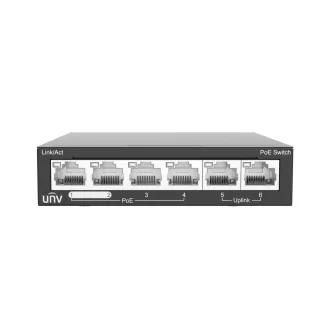   Uniview NSW2020-6T-POE-IN hálózati kapcsoló Beállítást nem igénylő (unmanaged) Fast Ethernet (10/100) Ethernet-áramellátás (PoE) támogatása Szürke