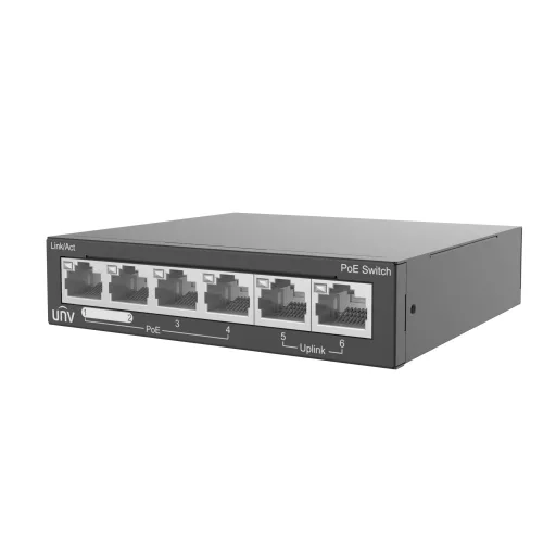 Uniview NSW2020-6T-POE-IN hálózati kapcsoló Beállítást nem igénylő (unmanaged) Fast Ethernet (10/100) Ethernet-áramellátás (PoE) támogatása Szürke
