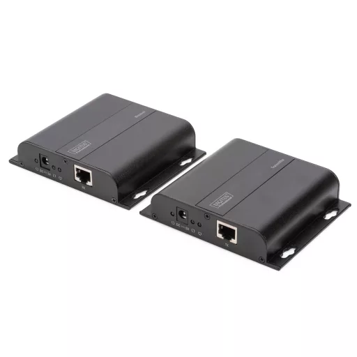 Digitus DS-55122 audió/videó jeltovábbító AV adó- és vevőegység Fekete