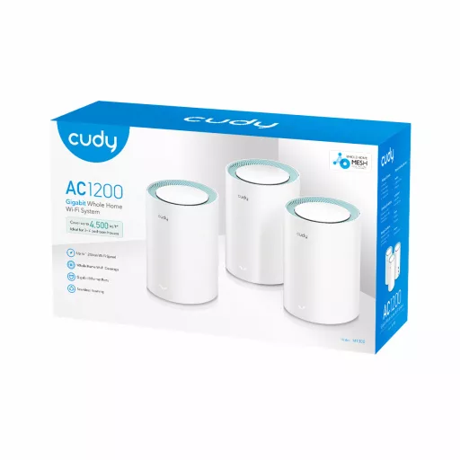 Cudy M1300 3-PACK hálós Wi-Fi rendszer Kétsávos (2,4 GHz / 5 GHz) Wi-Fi 5 (802.11ac) Fehér 1 Belső