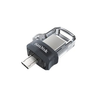   SanDisk Ultra Dual m3.0 USB flash meghajtó 32 GB USB Type-A / Micro-USB 3.2 Gen 1 (3.1 Gen 1) Fekete, Ezüst, Átlátszó