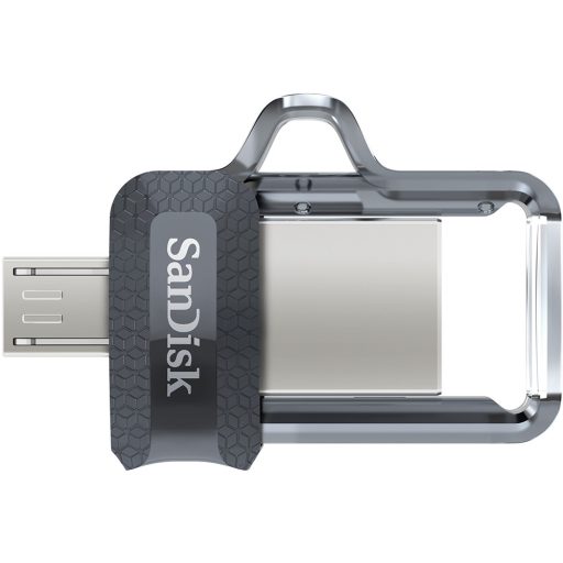 SanDisk Ultra Dual m3.0 USB flash meghajtó 32 GB USB Type-A / Micro-USB 3.2 Gen 1 (3.1 Gen 1) Fekete, Ezüst, Átlátszó