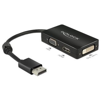   DeLOCK 0.16m DisplayPort/VGA+HDMI+DVI 0,16 M VGA (D-Sub)+ HDMI + DVI Fekete