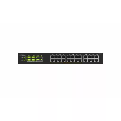 NETGEAR GS324P Beállítást nem igénylő (unmanaged) Gigabit Ethernet (10/100/1000) Ethernet-áramellátás (PoE) támogatása 1U Fekete