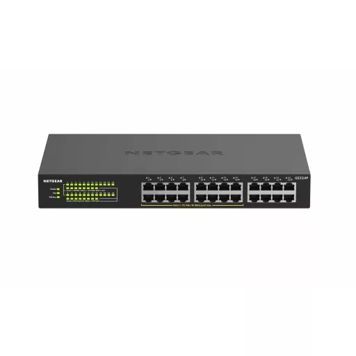 NETGEAR GS324P Beállítást nem igénylő (unmanaged) Gigabit Ethernet (10/100/1000) Ethernet-áramellátás (PoE) támogatása 1U Fekete
