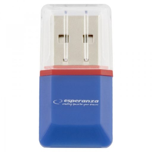 Esperanza EA134B kártyaolvasó USB 2.0 Kék, Ezüst, Átlátszó