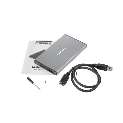 NATEC Rhino GO HDD/SSD ház Szürke 2.5"