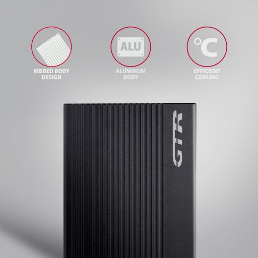 Axagon EE25-GTR USB-C 3.2 Gen 2 - SATA 6G 2.5" externes Festplattengehäuse geriffelt HDD/SSD ház Fekete 2.5"