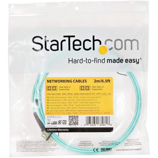 StarTech.com 450FBLCLC2 InfiniBand és száloptikai kábel 2 M LC Türkizkék