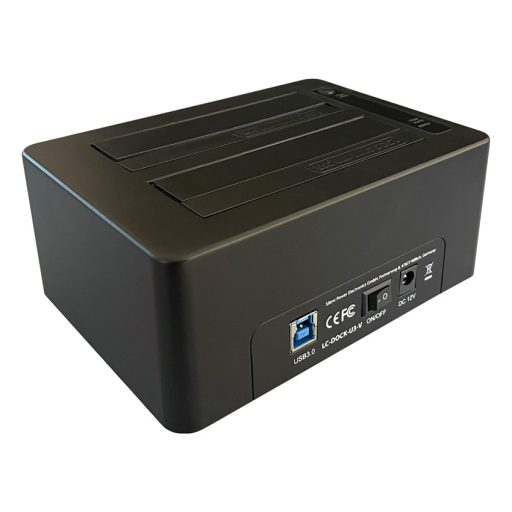 LC-Power LC-DOCK-U3-V dokkoló állomás tárolóegységhez USB 3.2 Gen 1 (3.1 Gen 1) Type-B Fekete