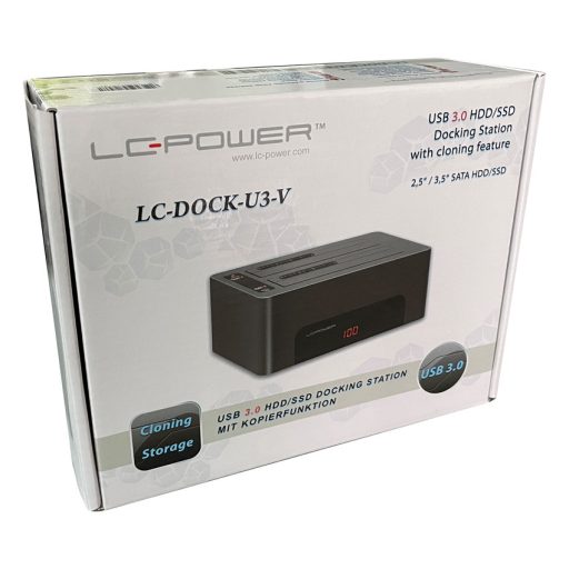 LC-Power LC-DOCK-U3-V dokkoló állomás tárolóegységhez USB 3.2 Gen 1 (3.1 Gen 1) Type-B Fekete
