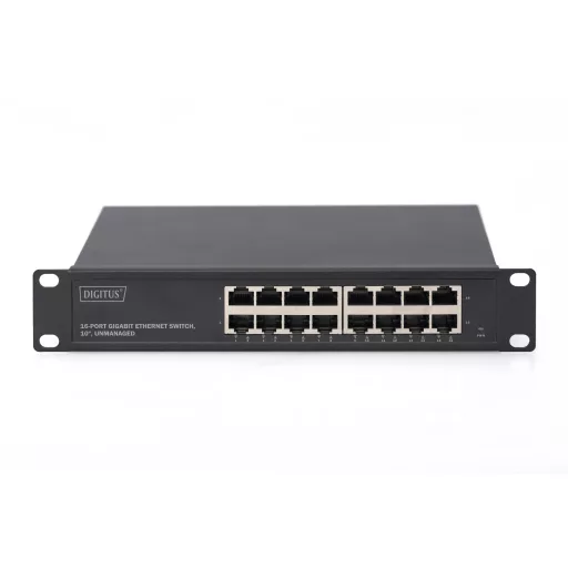 Digitus DN-80115 hálózati kapcsoló Beállítást nem igénylő (unmanaged) Gigabit Ethernet (10/100/1000) 1U Fekete