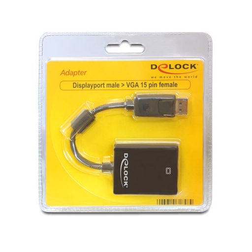 DeLOCK 61848 video átalakító kábel 0,125 M VGA (D-Sub) DisplayPort Fekete