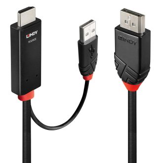   Lindy 41499 video átalakító kábel 2 M HDMI + USB Type-A DisplayPort Fekete