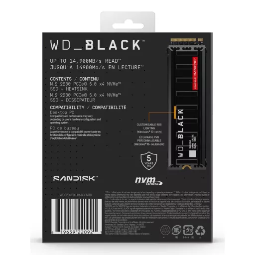 SanDisk Black WD_BLACK SN8100 NVMe 2 TB M.2 PCI Express 5.0 TLC 3D NAND