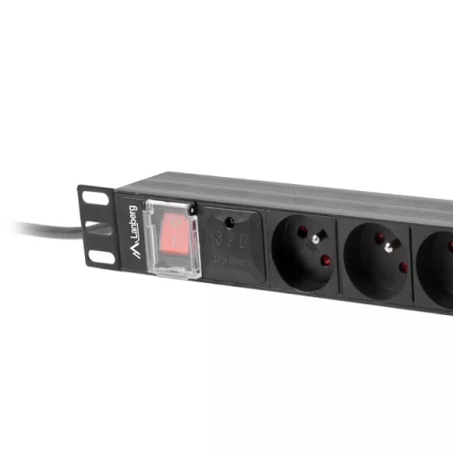 Lanberg PDU-08E-0200-BK áramelosztó egység (PDU) 8 AC kimenet(ek) 1U Fekete