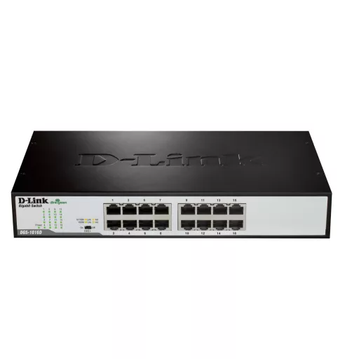 D-Link DGS-1016D/E hálózati kapcsoló Beállítást nem igénylő (unmanaged) Fekete, Fémes