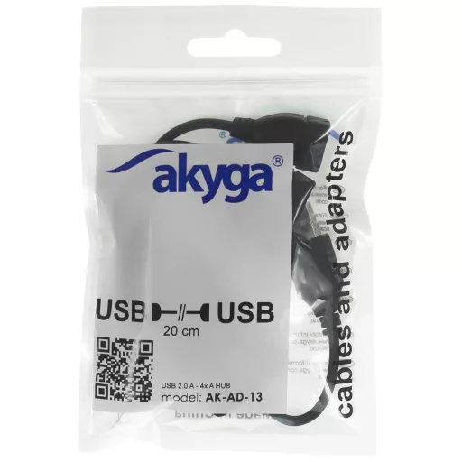 Akyga AK-AD-13 hálózati csatlakozó USB 2.0 Fekete