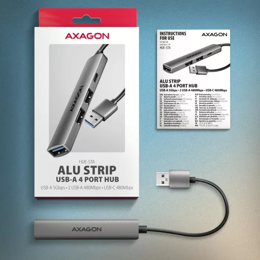AXAGON HUE-STA ALU STRIP USB-A 4 port hub