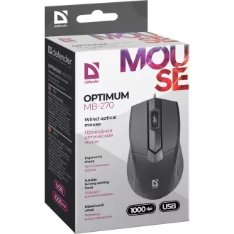   Defender Optimum MB-270 egér Irodai Jobbkezes USB A típus Optikai 1000 DPI