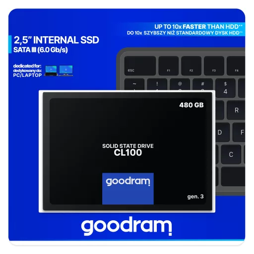 Goodram CL100 gen.3 480 GB 2.5" Serial ATA III 3D NAND