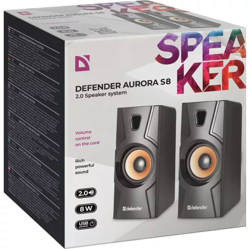Defender Aurora S8 Fekete Vezetékes 8 W