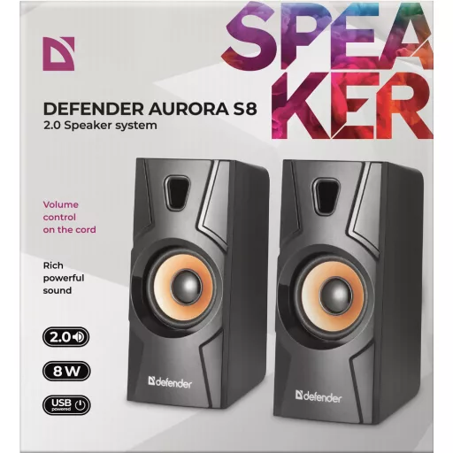 Defender Aurora S8 Fekete Vezetékes 8 W