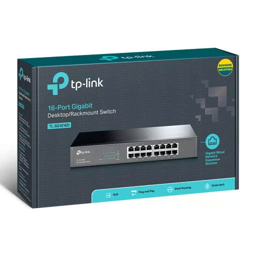 TP-Link TL-SG1016D Beállítást nem igénylő (unmanaged) Gigabit Ethernet (10/100/1000) Fekete