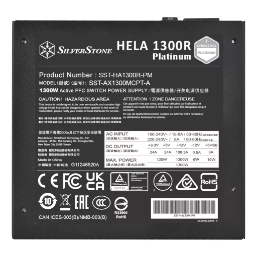 Silverstone HELA 1300R Platinum 1300 W 20+4 pin ATX ATX Fekete