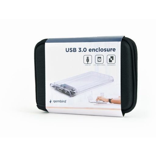 Gembird EE2-U3S9-6 tárolóegység burkolat HDD ház Átlátszó 2.5"