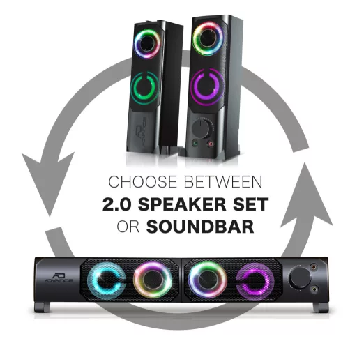 ADVANCE SoundPhonic 2.0 RGB 2-utas Fekete Vezetékes 6 W