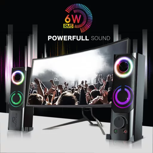 ADVANCE SoundPhonic 2.0 RGB 2-utas Fekete Vezetékes 6 W
