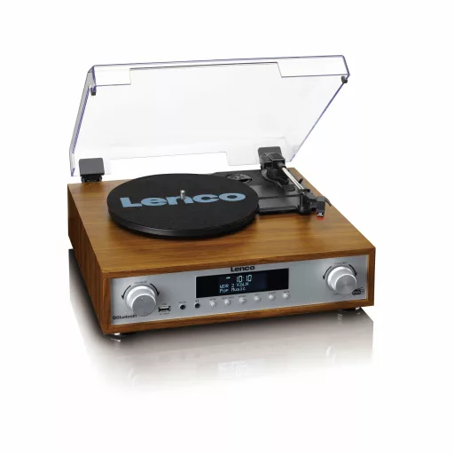 Lenco MC-160WD lemezjátszó Szíj általi meghajtással működő lemezjátszó Fa Kézi