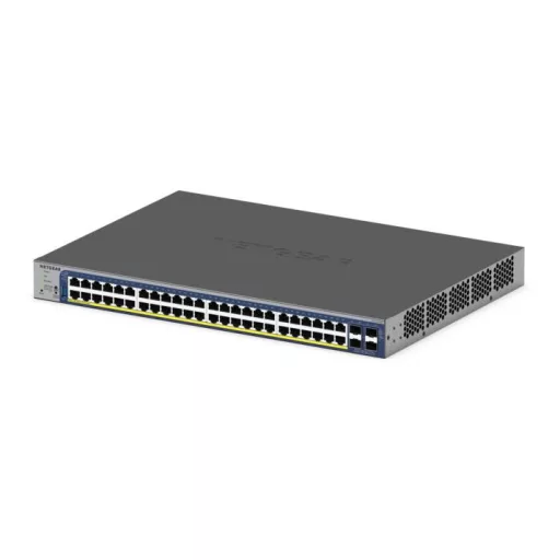 NETGEAR GS752TXP Vezérelt L2/L3/L4 10G Ethernet (100/1000/10000) Ethernet-áramellátás (PoE) támogatása Fekete