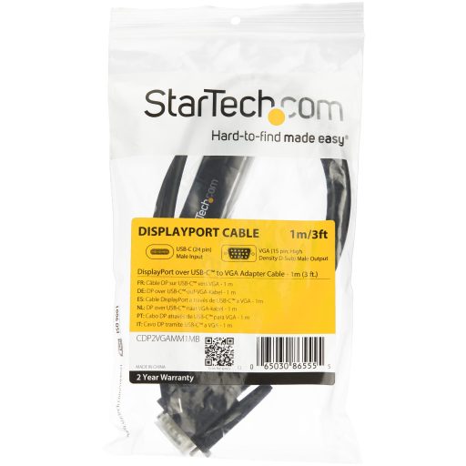 StarTech.com CDP2VGAMM1MB video átalakító kábel 1 M USB C-típus VGA (D-Sub) Fekete