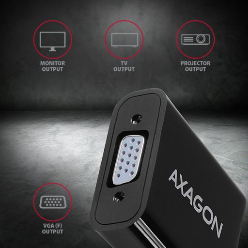 Axagon RVH-VGAN video átalakító kábel 0,15 M HDMI A-típus (Standard) VGA (D-Sub) Fekete