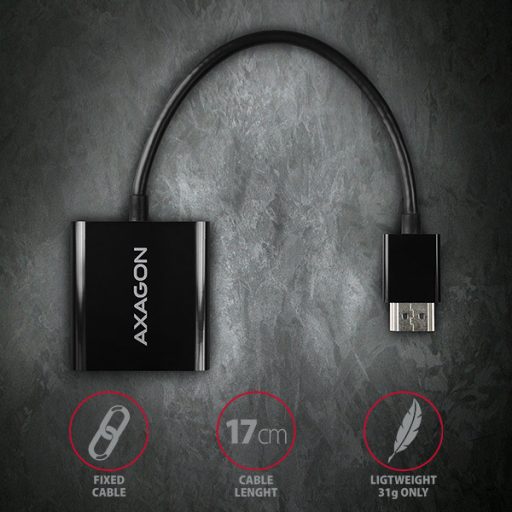 Axagon RVH-VGAN video átalakító kábel 0,15 M HDMI A-típus (Standard) VGA (D-Sub) Fekete