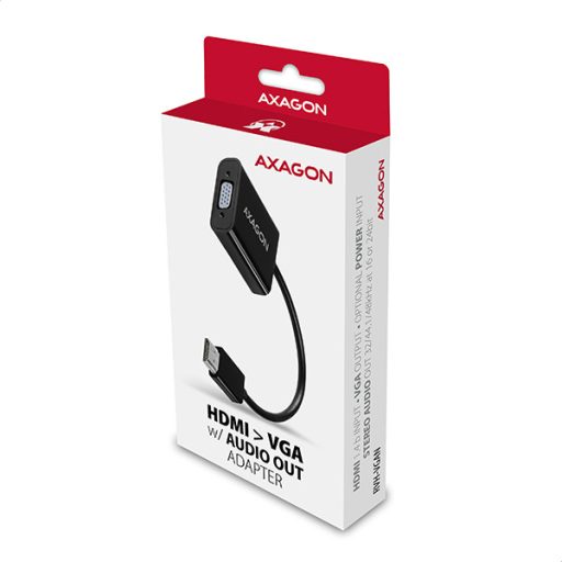 Axagon RVH-VGAN video átalakító kábel 0,15 M HDMI A-típus (Standard) VGA (D-Sub) Fekete