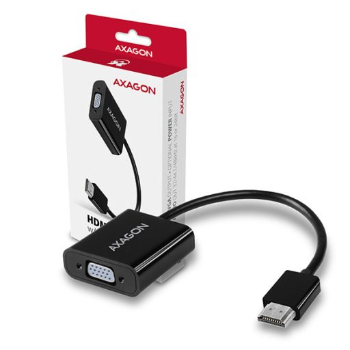 Axagon RVH-VGAN video átalakító kábel 0,15 M HDMI A-típus (Standard) VGA (D-Sub) Fekete