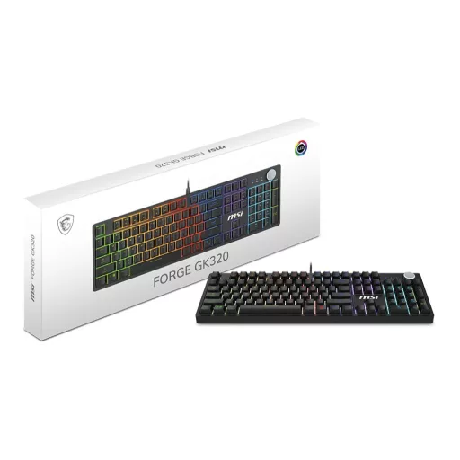 MSI FORGE GK320 RED billentyűzet Játék USB QWERTY Nemzetközi amerikai Fekete