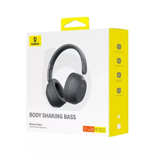 Baseus Bass 35 Max Headset Vezeték nélküli Fejpánt Hívás/zene USB C-típus Bluetooth Fekete