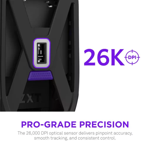 NZXT MS-101NB-01 egér Játék Jobbkezes Vezeték nélküli RF Optikai 26000 DPI