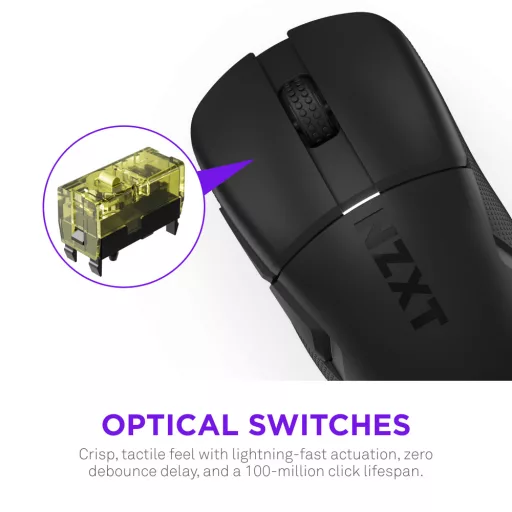 NZXT MS-101NB-01 egér Játék Jobbkezes Vezeték nélküli RF Optikai 26000 DPI