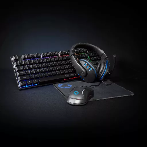 Nedis Gaming Combo Kit billentyűzet Egér mellékelve Játék USB QWERTY Nemzetközi amerikai Fekete