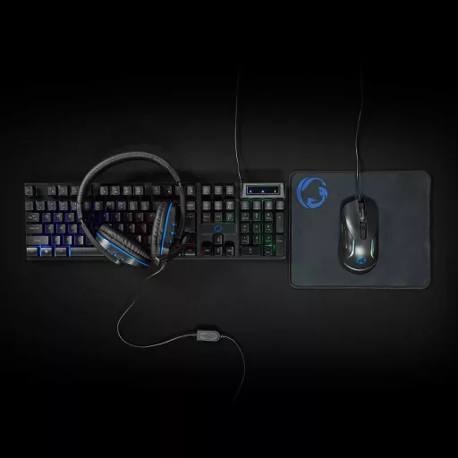 Nedis Gaming Combo Kit billentyűzet Egér mellékelve Játék USB QWERTY Nemzetközi amerikai Fekete