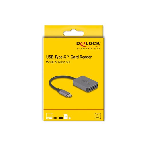 DeLOCK 91009 kártyaolvasó USB 3.2 Gen 1 (3.1 Gen 1) Type-C Szürke