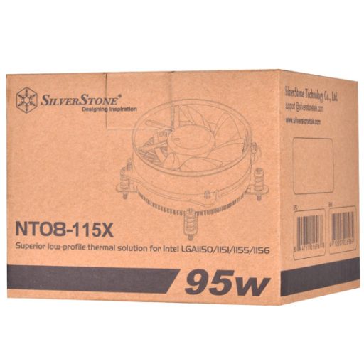 Silverstone NT08-115X Processzor Hűtő 9,2 cm Fekete, Réz, Ezüst 1 db