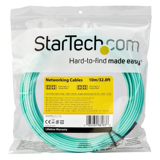 StarTech.com 450FBLCLC10 InfiniBand és száloptikai kábel 10 M LC Türkizkék