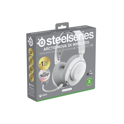Steelseries Arctis Nova 3X Headset Vezeték nélküli Fejpánt Zene/általános Bluetooth Fehér